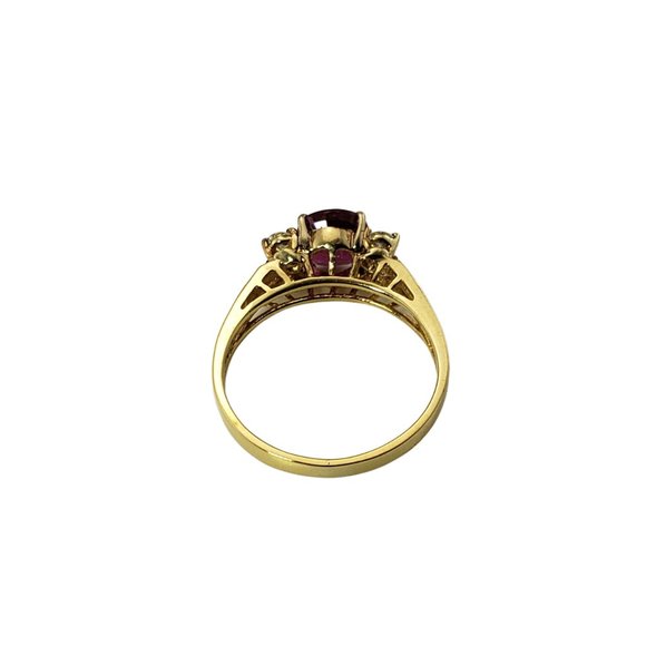 Vintage 18 Karat Yellow Gold Ruby and Diamond Ring Size 4.75 #11649 - Picture 6 of 10
